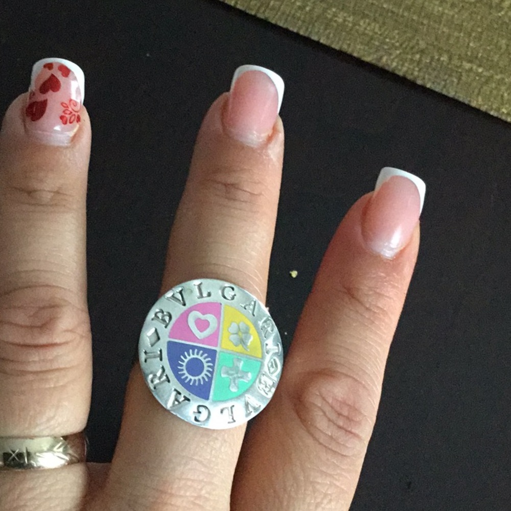 Bulgari Silver and Multicolor Ring